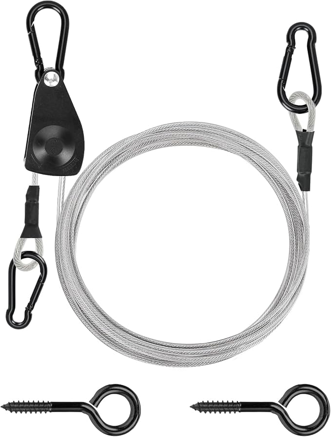 TooTaci Outdoor Clothesline Kit, 15ft 3/16" PVC Coated Clothesline Cable by TooTaci