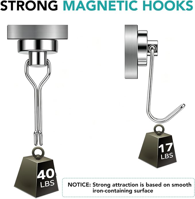 DIYMAG Magnetic Hooks, 40LBS Heavy Duty 8 Pack 2026 Cruise Ship Essentials - Image 3