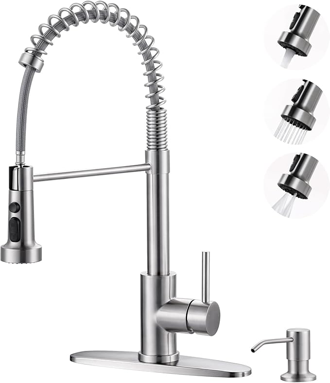 Brushed Nickel Kitchen Sink Faucet: Stainless Steel Kitchen Faucets by ARCORA