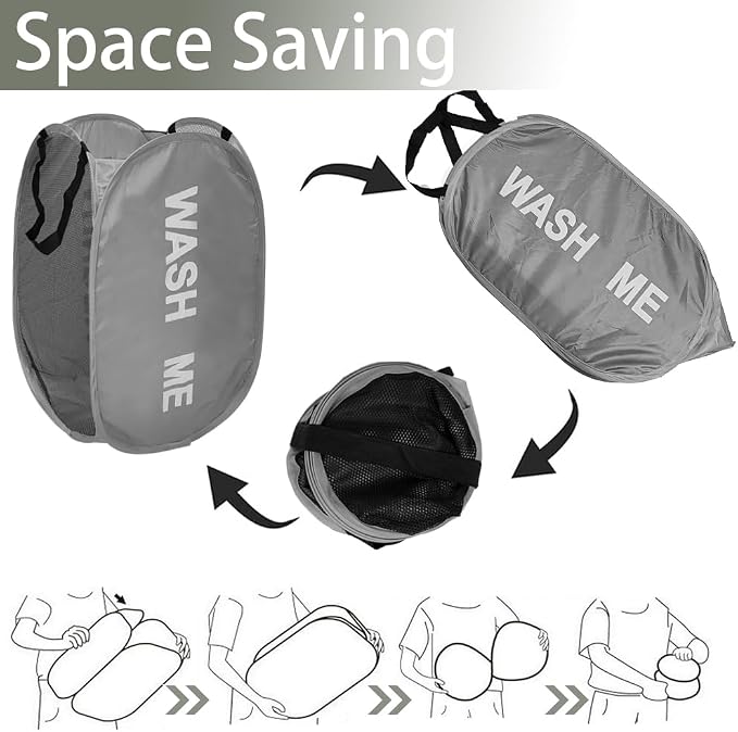 Pack of 2 Pop Up Laundry Hamper, Collapsible Laundry Baskets Dirty Clothes - Image 6