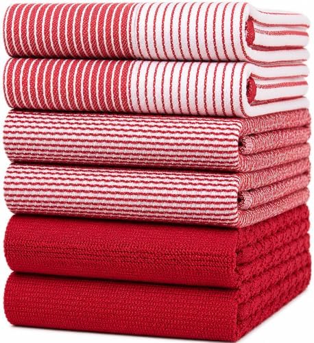 Premium Kitchen Towels 6 Pack 100% Cotton by BumbleTowels