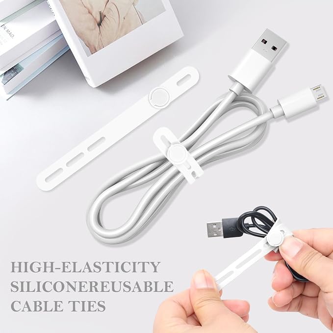 Donruby 30Pcs Silicone Cable Ties, Reusable Cord Organizer Straps, 4.7" - Image 3