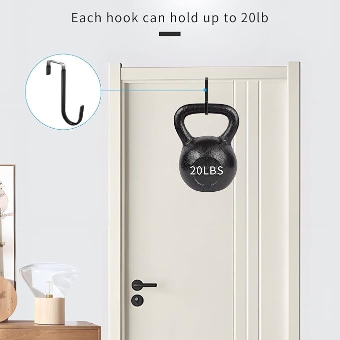 FYY Over the Door Hooks, Single-Hanger 4 Pack, Fits Doors 1 3/8" Mix | Heavy - Image 4