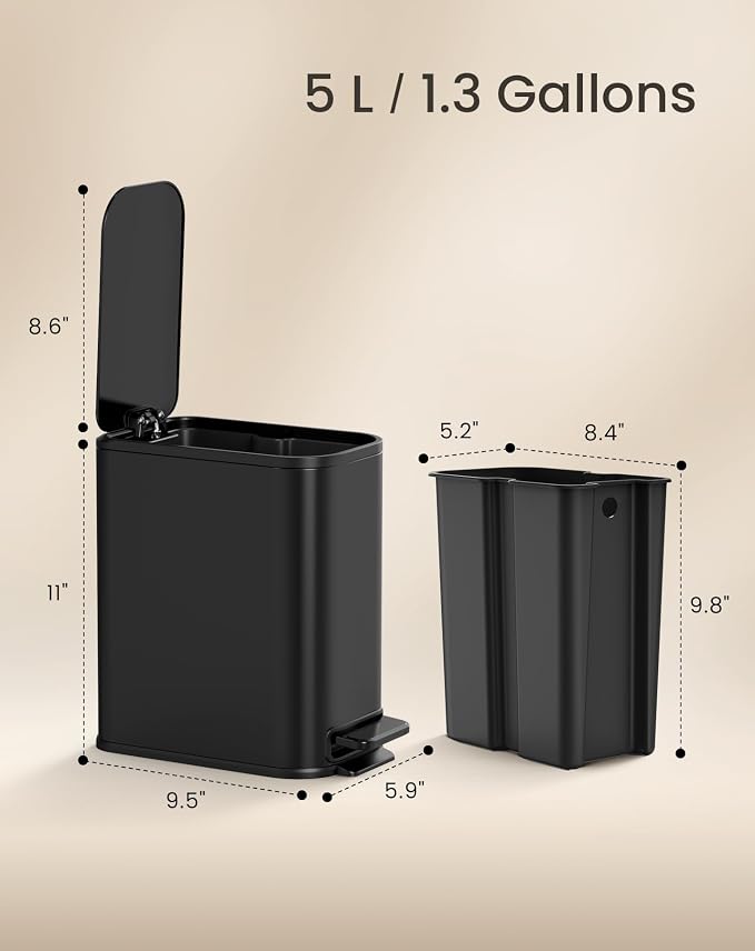 Cesun Small Black Bathroom Trash Can - Image 9