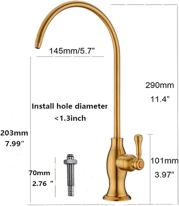 Delle Rosa Brushed Gold Drinking Water Faucet, Commercial Water Filtration - Image 7