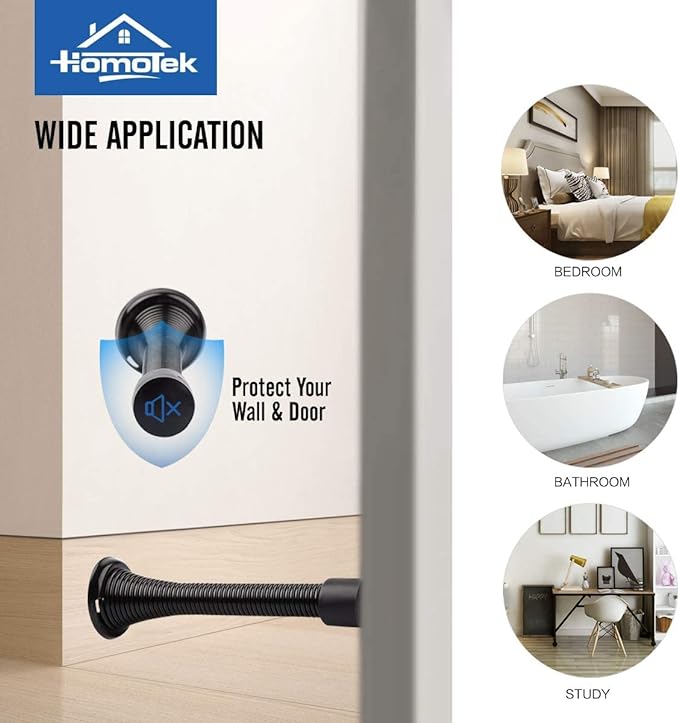 HOMOTEK 20 Pack Black Spring Door Stops, 3-1/8" Heavy Duty Door Stop - Image 6