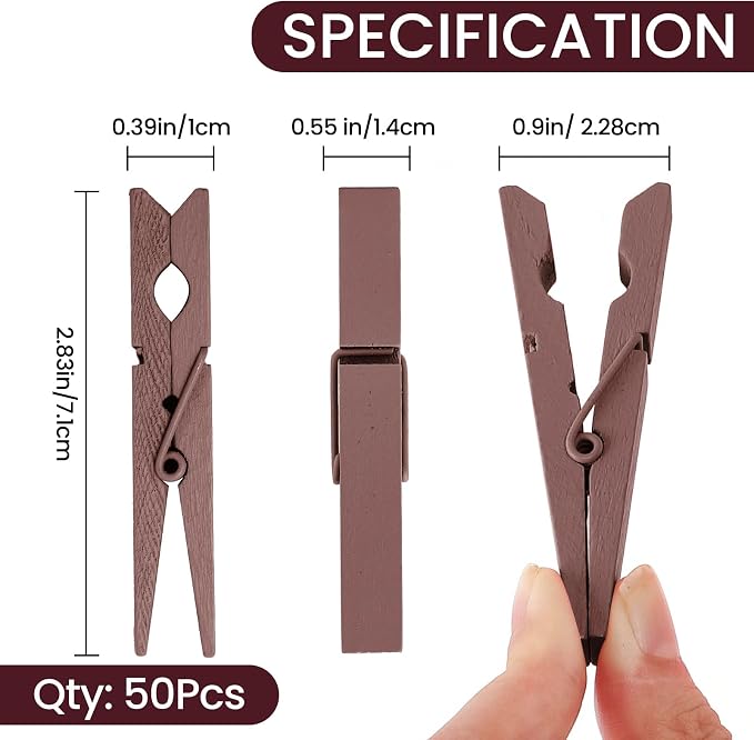 50PCS Colored Wooden Clothespins 2.9 Inch Color Clothes Pins - Image 7