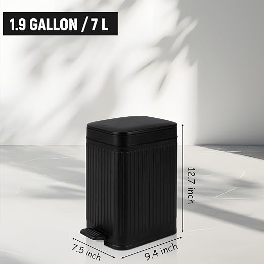 Small Bathroom Trash Can with Lid, 1.9 Gallon Slim Soft Close Step, Kitchen & - Image 7