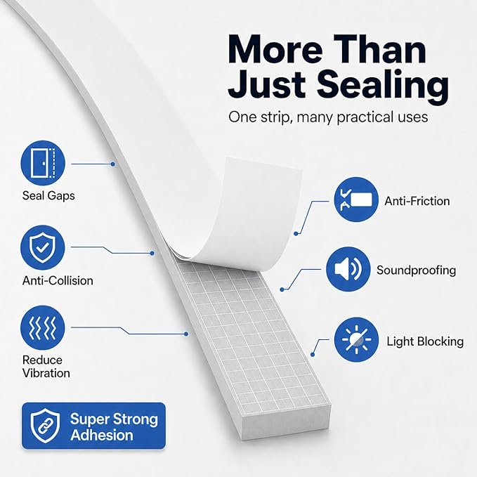 1" x 1" EVA Foam Weather Stripping Tape, 6.5FT Self-Adhesive Foam Seal Strip - Image 4