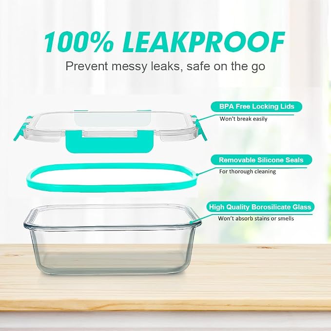 VERONES 12 Packs Glass Food Storage Containers Set - Image 3