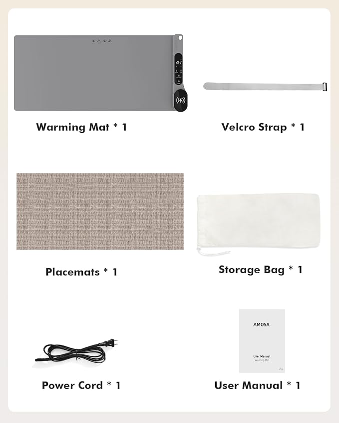 New Food Warming Mat with Wireless Charger, 34”x15” Extra Large Roll Up Food Warmer Fast Heating Mat for Food with 7 Level Temperature & 8 Hours Timer, Electric Warming Trays for Buffets Party (Grey)