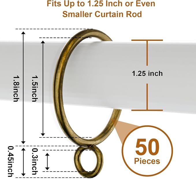 50 Pack Bronze Metal Curtain Rings - Image 2