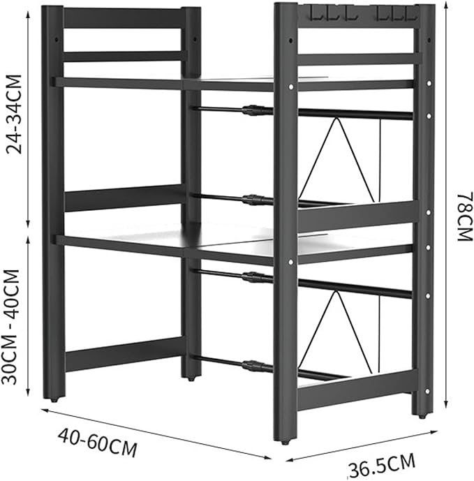 Microwave Storage Rack Microwave Oven Rack, Retractable Counter Toaster Storage Stand Shelf Kitchen Counter Shelf Microwave Mount Stand/2Tier