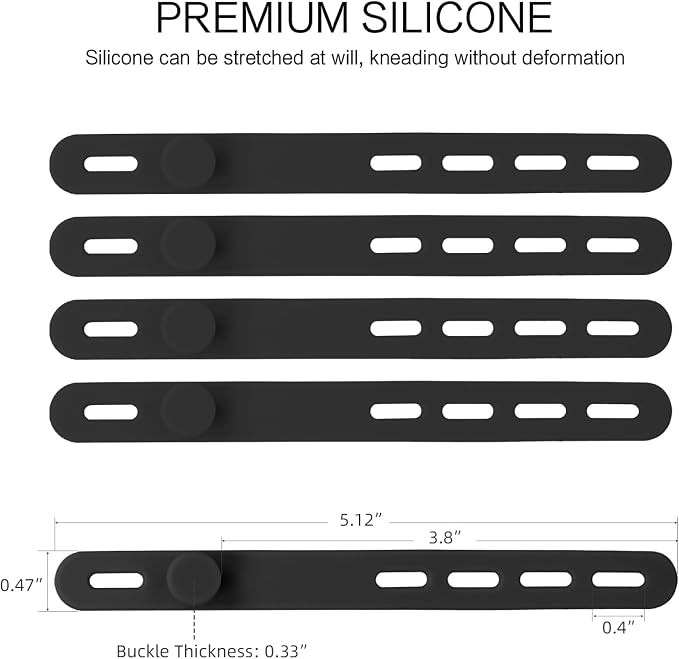 Donruby 24Pcs Silicone Cable Ties, Reusable Cord Organizer Straps, 5.12" - Image 2