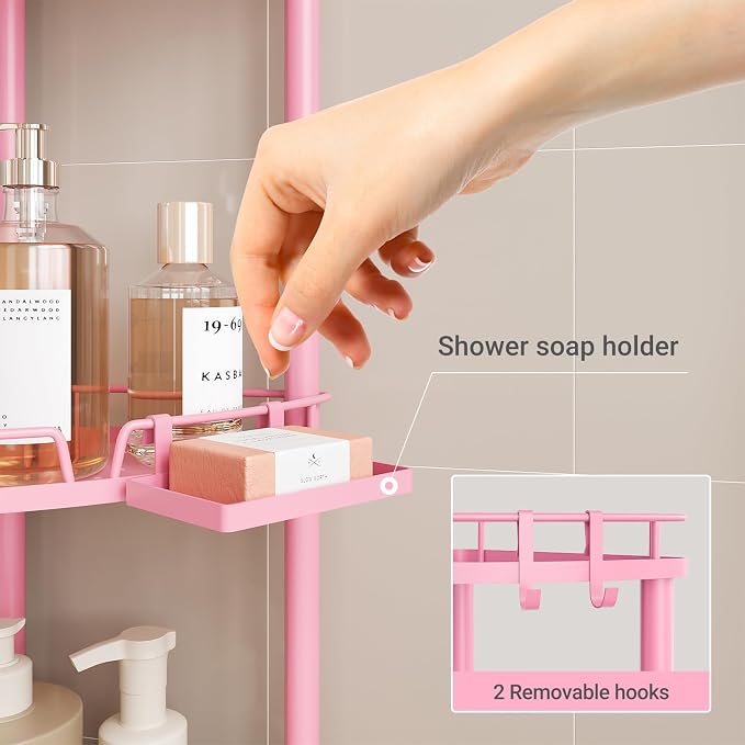 ELYKEN Corner Shower Caddy Standing, 4 Tier Metal Shower Organizer - Image 4