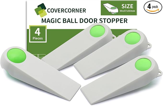 Door Stoppers for Bottom of Door, 4 Pack 3.9", Rubber Door Stopper Wedges by COVERCORNER