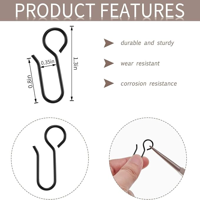 Jetec 60 Pcs Metal Curtain Track Hooks S Shaped - Image 2