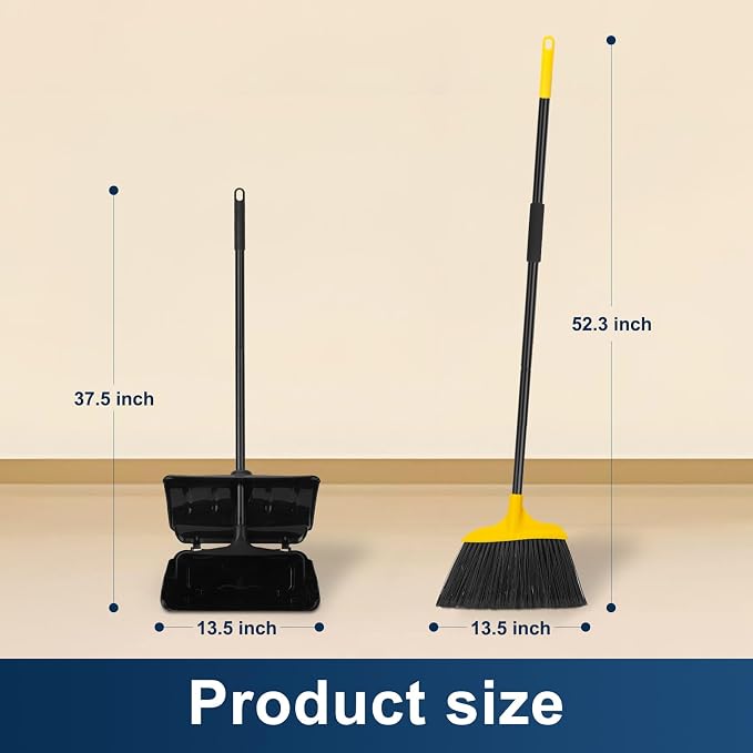 Indoor/Outdoor Heavy Duty Broom and Dustpan Set, Upright Plastic Commercial - Image 6