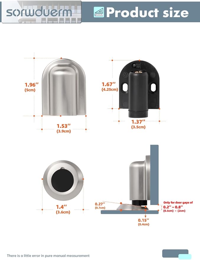 4 Pack Nickel Door Stopper Magnetic Door Cathc Brushed Nickel Floor Mounted - Image 7