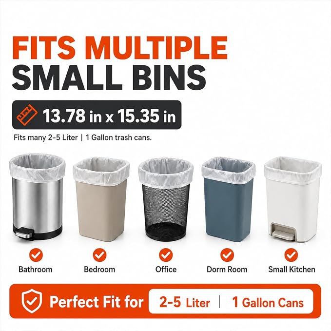 1 Gallon Small Clear Trash Bags Garbage Bags by RayPard, fit 0.5, 1 Gal Waste - Image 2