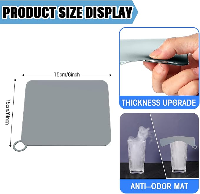 6 Pack Drain Covers for Bugs, 6 X 6 Inch, Anti Odor and Cockroach, Kitchen - Image 2