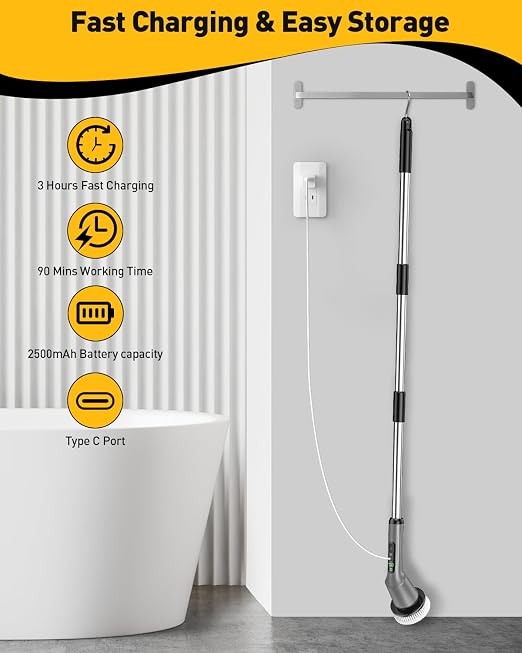 Electric Spin Scrubber for Bathroom, Shower Scrubber - Image 8