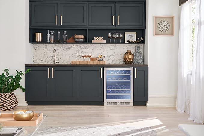 Zephyr Presrv 24" Wine Fridge ADA Dual Zone Under Counter - Countertop Mini Wine Cooler Cellars Small Cabinet Wine Refrigerator Home Bar Chiller Freestanding with Glass Door - 37 Bottles 750ml