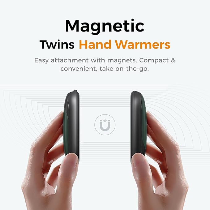 OCOOPA Magnetic Hand Warmers Rechargeable 2 Pack, UL Safety Heat 100-126°F, 3-Settings, Pocket-Sized, Max. 8 Hrs Long Lasting,Great for Raynauds, Golf, Hunting, Camping, Gifts for Men Women, UT3 Lite