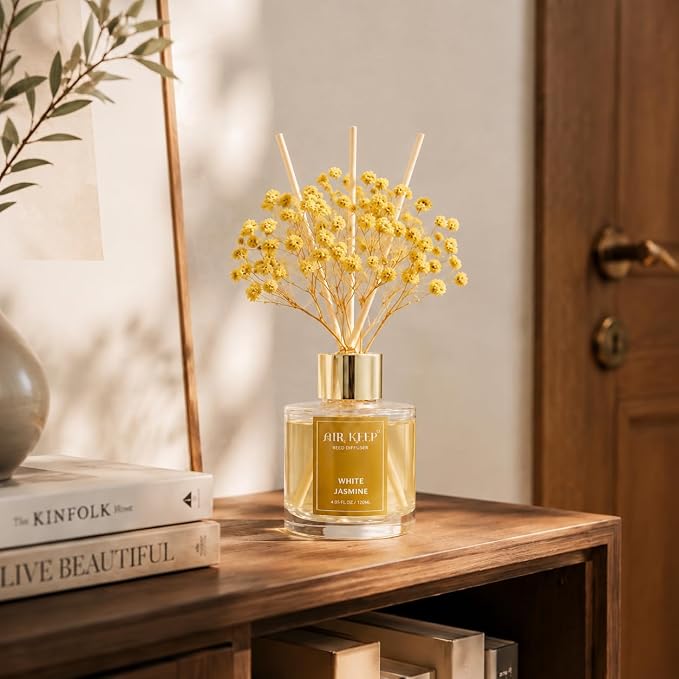 Reed Diffuser Set of 3, Clean Cotton White Jasmine White Tea Oil Reed Diffusers - Image 5