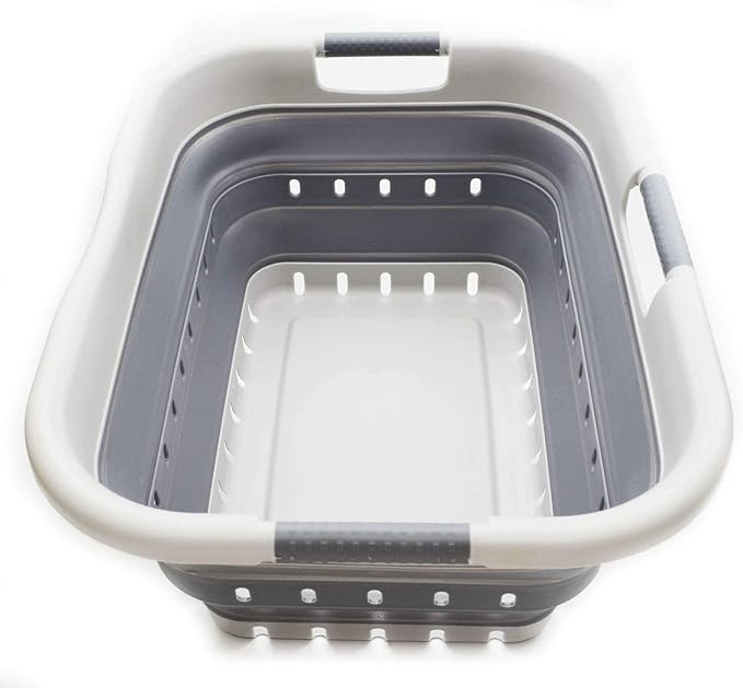SAMMART 41L Collapsible 3 Handled Plastic Laundry Basket by SAMMART
