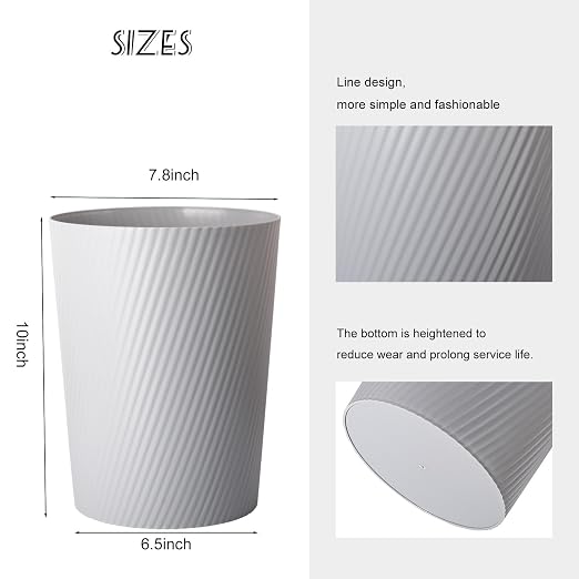 UUJOLY Small Bathroom Trash Can Wastebasket Garbage Can, 2 Pack | Open-Top - Image 3