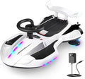 12V Electric Wiggle Car Ride On Toy, Swing Car with Pedal, for Kids from Ages 3 and Up, Birthday Gifts for Boys and Girls, Anti-Rollover, Flashing Wheels, Bluetooth (Black+White)