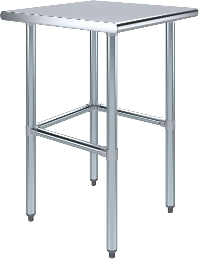 AmGood Stainless Steel Work Table Open Base | NSF Kitchen Island Food Prep | Laundry Garage Utility Bench (24" Long X 24" Deep)
