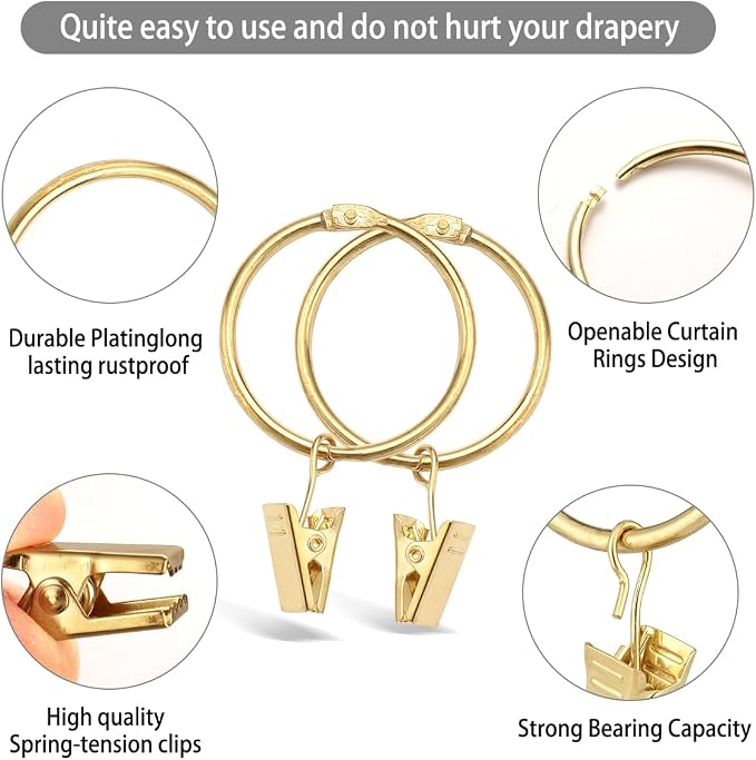 40 Pack Rings Curtain Clips Rustproof Metal Window Drapery Decorative Clips - Image 3