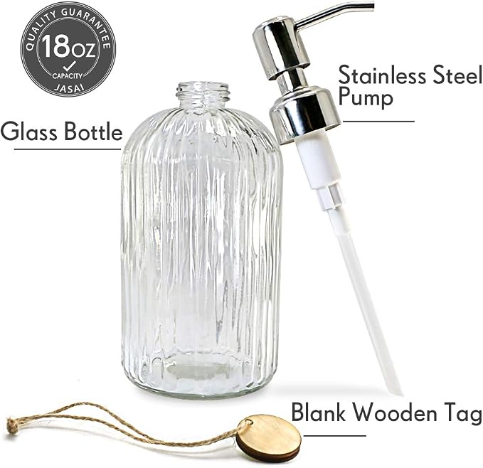 JASAI 18 Oz Clear Glass Soap Dispenser - Image 2