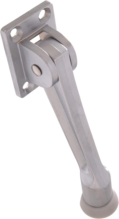 Hillman Kickdown Door Stop, 5 Inch, 5 Pack, Satin Chrome | Rubber foot by Hillman