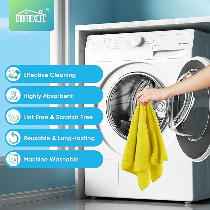HOMEXCEL Yellow Microfiber Cleaning Cloth, 24 Pack Premium Microfiber Towels - Image 6