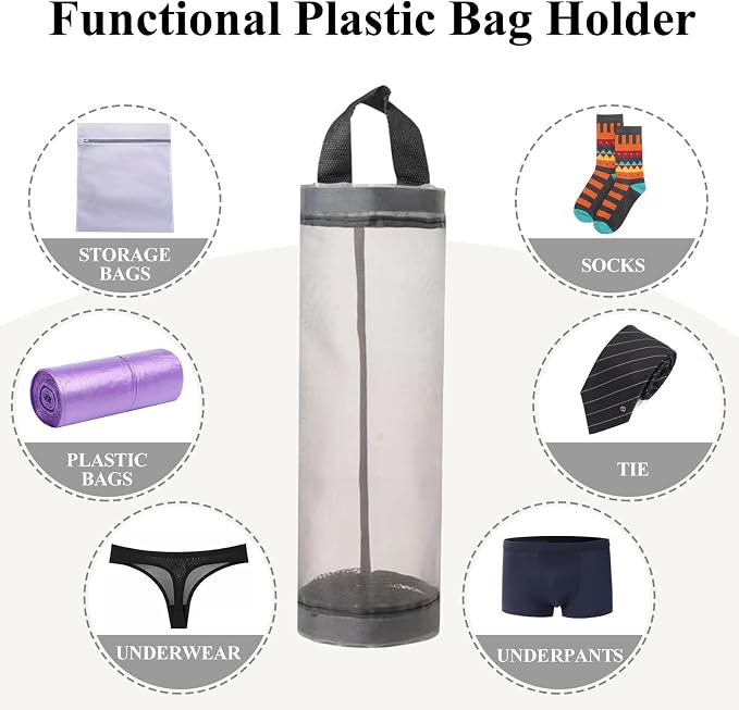 Plastic Bag Holder, Mesh Grocery Bag Holder Hanging Storage Bag Dispenser - Image 5