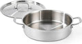 DELARLO Tri-Ply Stainless Steel 3.5 Quart Braiser Pan with Lid Induction Rondeau Pot With Lid 12inch Deep Frying Pan Large Saute Pan Heavy Duty Style Compatible With All Cooktops Up to 650℉
