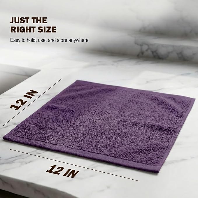 Utopia Towels 24 Pack Washcloths, 12x12 in, 100% Cotton, Plum | Premium 100% - Image 6