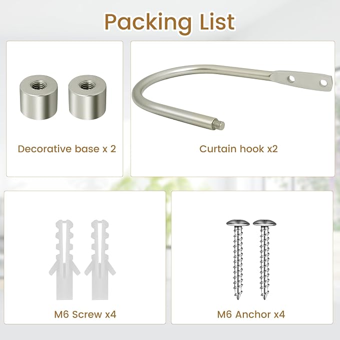 HIKMLK Minimalist Curtain Holdbacks 2pcs, 100% Cast Iron Solid Heavy Duty Metal - Image 5