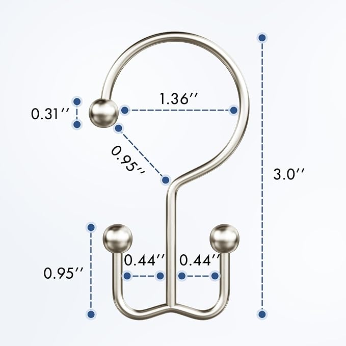 Bathway Shower Curtain Hooks Matte Nickel Shower Curtain Rings, Metal Shower - Image 5