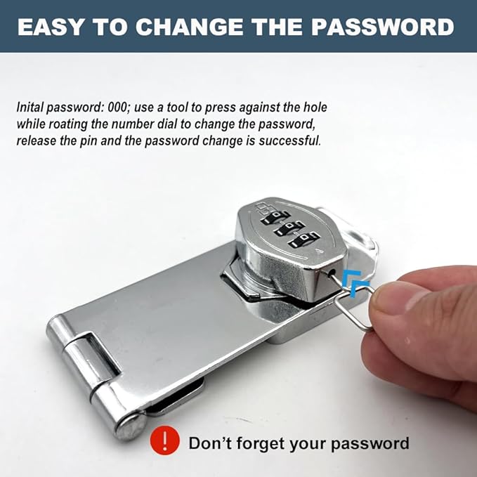 2Pcs Cabinet Password Rotary Hasp Locks,4 Inch Keyless Combination Lock for Cabinets,Gates,Doors,Closets and More (Silver)
