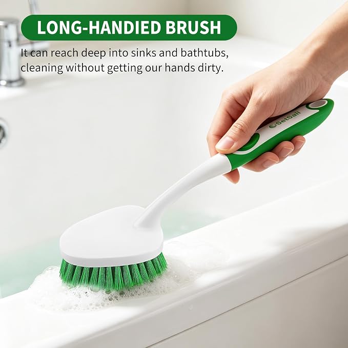 Scrub Brush Set of 4 Pack, Heavy Duty Shower Cleaning Brush Set - Image 3