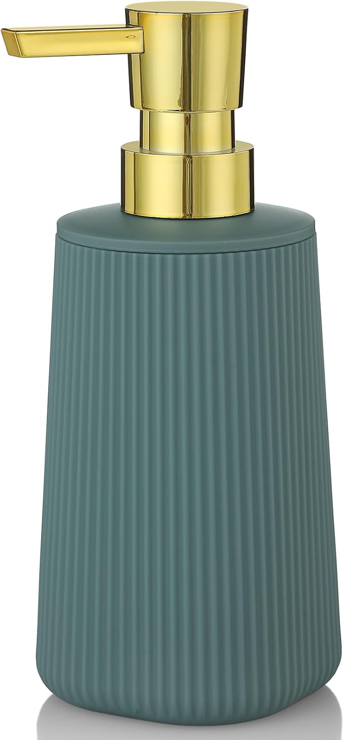 YAUKPH Small Soap Dispenser for Bathroom and Kitchen Matte Green and Gold | by KellyHome