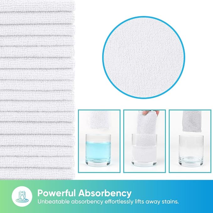 HOMEXCEL White Microfiber Cleaning Cloth 10 PK, Towels - Image 3