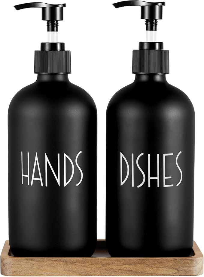 ALELION Black Dish Soap Dispenser Set by ALELION