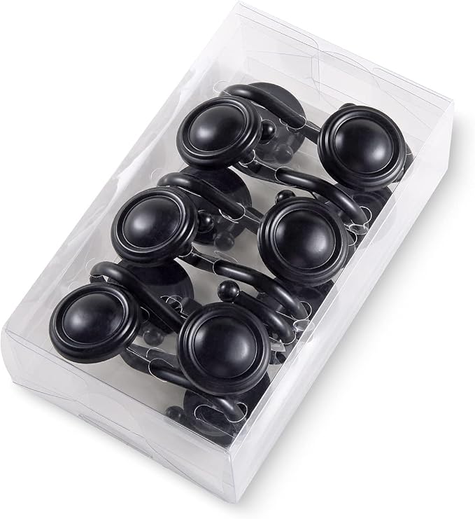 CHICTIE Black Shower Curtain Hooks Rings, Premium Rust Resistant Metal Shower - Image 7
