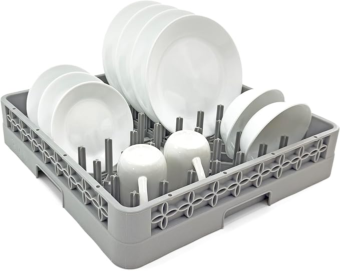 Peg Plate Rack for Commercial Dishwasher | Full Size Tray Rack | Polypropylene (Gray)