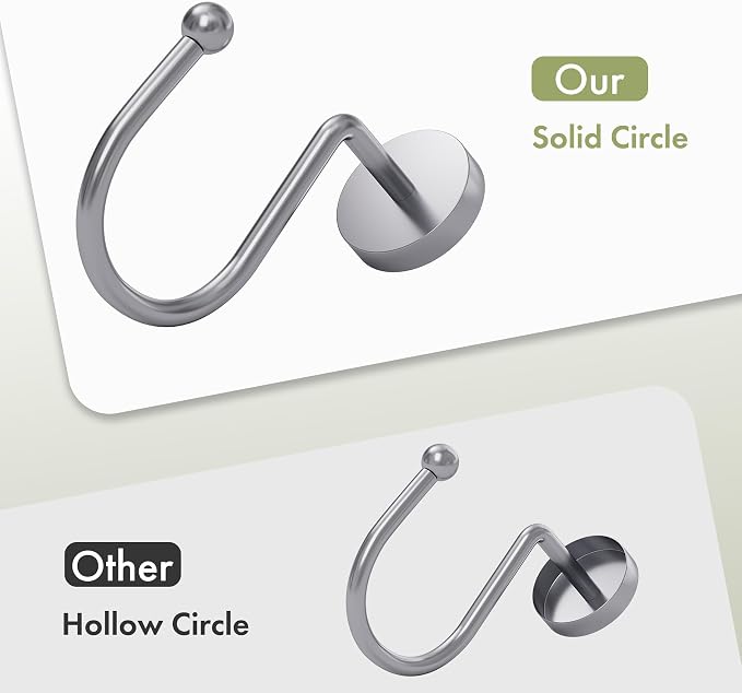 AmazerBath Shower Curtain Hooks Chrome Shower Curtain Rings, Heavy Duty Modern - Image 3